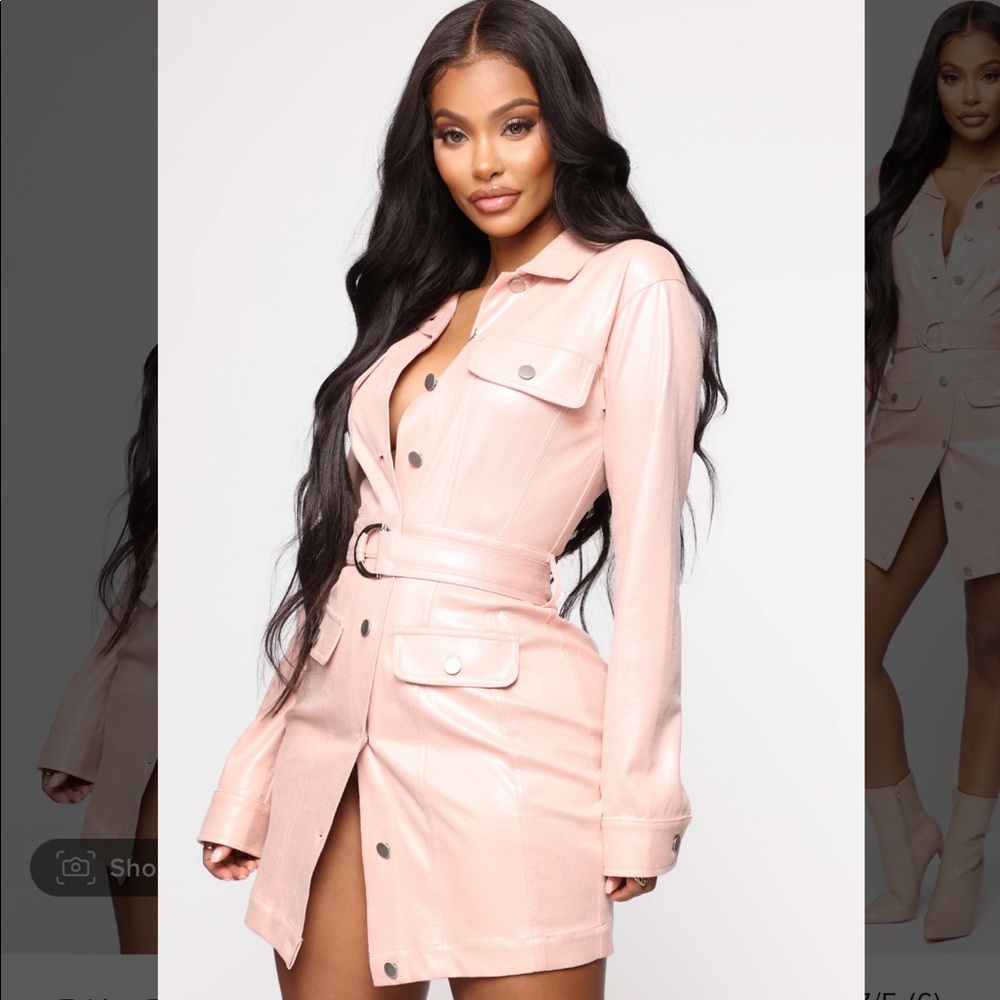 Belted Mini Dress - Pink
